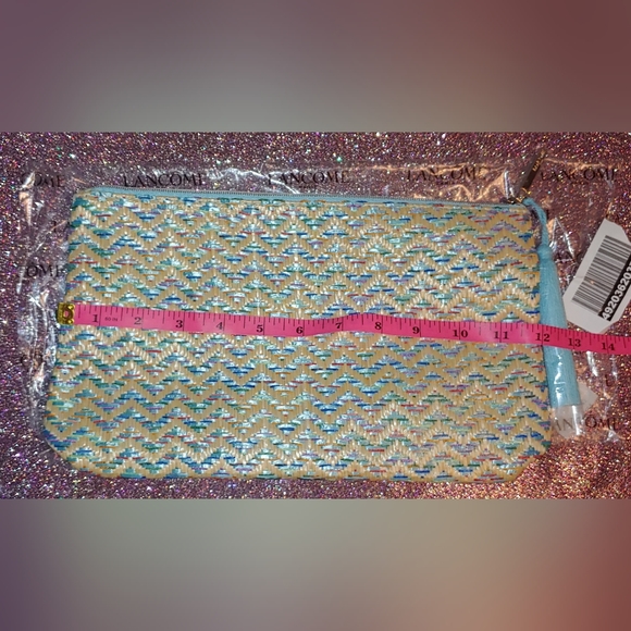 Blue Tassel Beach Woven Cosmetics Case Wristlet Purse Makeup Bag Lancome - Picture 2 of 6